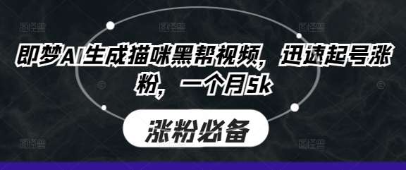 即梦AI生成猫咪黑帮视频，迅速起号涨粉，一个月5k瀚萌资源网-网赚网-网赚项目网-虚拟资源网-国学资源网-易学资源网-本站有全网最新网赚项目-易学课程资源-中医课程资源的在线下载网站！瀚萌资源网