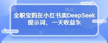 全职宝妈在小红书卖DeepSeek提示词，一天收益1k瀚萌资源网-网赚网-网赚项目网-虚拟资源网-国学资源网-易学资源网-本站有全网最新网赚项目-易学课程资源-中医课程资源的在线下载网站！瀚萌资源网