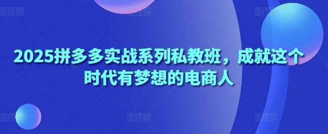 2025拼多多实战系列私教班，成就这个时代有梦想的电商人瀚萌资源网-网赚网-网赚项目网-虚拟资源网-国学资源网-易学资源网-本站有全网最新网赚项目-易学课程资源-中医课程资源的在线下载网站！瀚萌资源网