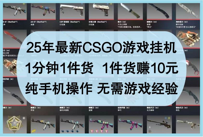 25年最新CSGO游戏挂机,1分钟1件货,1件货赚10元,纯手机操作,无需游戏经验瀚萌资源网-网赚网-网赚项目网-虚拟资源网-国学资源网-易学资源网-本站有全网最新网赚项目-易学课程资源-中医课程资源的在线下载网站!瀚萌资源网