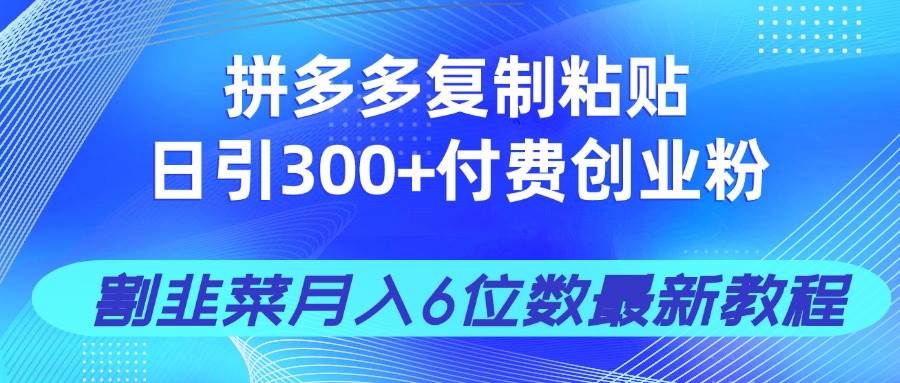（14232期）拼多多复制粘贴日引300+付费创业粉，割韭菜月入6位数最新教程！瀚萌资源网-网赚网-网赚项目网-虚拟资源网-国学资源网-易学资源网-本站有全网最新网赚项目-易学课程资源-中医课程资源的在线下载网站！瀚萌资源网