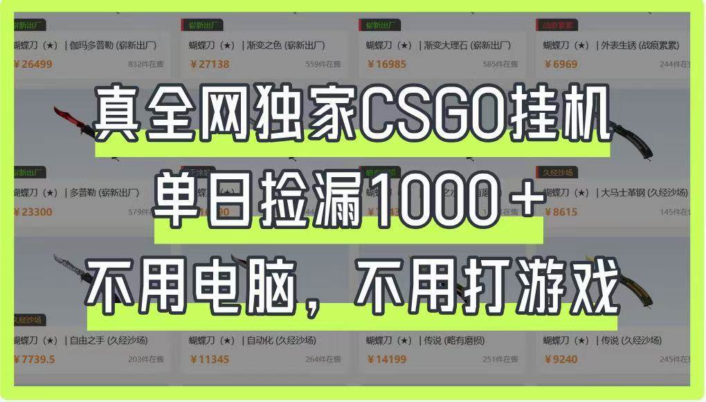 真全网独家CSGO挂机,单日捡漏1000+,不用电脑,不用养号瀚萌资源网-网赚网-网赚项目网-虚拟资源网-国学资源网-易学资源网-本站有全网最新网赚项目-易学课程资源-中医课程资源的在线下载网站!瀚萌资源网
