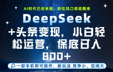 DeepSeek+头条变现，保姆级教学，小白轻松上手，日入8张+【揭秘】瀚萌资源网-网赚网-网赚项目网-虚拟资源网-国学资源网-易学资源网-本站有全网最新网赚项目-易学课程资源-中医课程资源的在线下载网站！瀚萌资源网