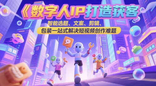 数字人IP打造获客变现实操课，智能选题、文案、剪辑、包装一站式解决短视频创作难题瀚萌资源网-网赚网-网赚项目网-虚拟资源网-国学资源网-易学资源网-本站有全网最新网赚项目-易学课程资源-中医课程资源的在线下载网站！瀚萌资源网