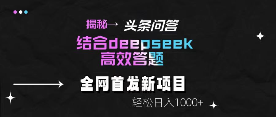 揭秘头条问答新玩法!结合deepseek高效答题,轻松日入1000+瀚萌资源网-网赚网-网赚项目网-虚拟资源网-国学资源网-易学资源网-本站有全网最新网赚项目-易学课程资源-中医课程资源的在线下载网站!瀚萌资源网