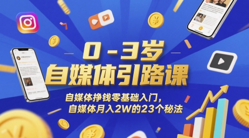 0-3岁自媒体引路课，自媒体挣钱零基础入门，自媒体月入2W的23个秘法瀚萌资源网-网赚网-网赚项目网-虚拟资源网-国学资源网-易学资源网-本站有全网最新网赚项目-易学课程资源-中医课程资源的在线下载网站！瀚萌资源网