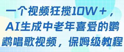 一个视频狂揽10W+点赞,AI生成中老年喜爱的鹦鹉唱歌视频,保姆级教程,轻松挣取创作者分成瀚萌资源网-网赚网-网赚项目网-虚拟资源网-国学资源网-易学资源网-本站有全网最新网赚项目-易学课程资源-中医课程资源的在线下载网站!瀚萌资源网