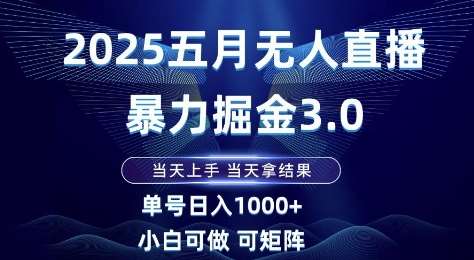 2025五月无人直播暴力掘金3.0,当天上手,当天拿结果,单号日入1k+小白可做可矩阵【揭秘】瀚萌资源网-网赚网-网赚项目网-虚拟资源网-国学资源网-易学资源网-本站有全网最新网赚项目-易学课程资源-中医课程资源的在线下载网站!瀚萌资源网