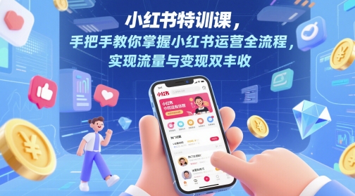 小红书特训课，手把手教你掌握小红书运营全流程，实现流量与变现双丰收瀚萌资源网-网赚网-网赚项目网-虚拟资源网-国学资源网-易学资源网-本站有全网最新网赚项目-易学课程资源-中医课程资源的在线下载网站！瀚萌资源网