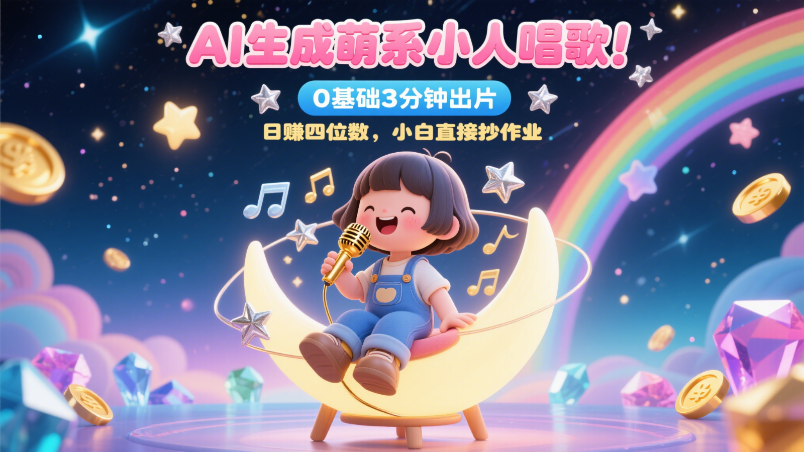 AI生成萌系小人唱歌！0基础3分钟出片，28个作品涨粉9万，日赚四位数，小白直接抄作业瀚萌资源网-网赚网-网赚项目网-虚拟资源网-国学资源网-易学资源网-本站有全网最新网赚项目-易学课程资源-中医课程资源的在线下载网站！瀚萌资源网