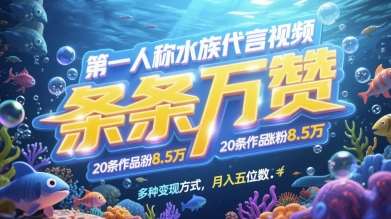 第一人称水族代言视频，条条万赞，20条作品涨粉7.8W，多种变现方式月入五位数瀚萌资源网-网赚网-网赚项目网-虚拟资源网-国学资源网-易学资源网-本站有全网最新网赚项目-易学课程资源-中医课程资源的在线下载网站！瀚萌资源网
