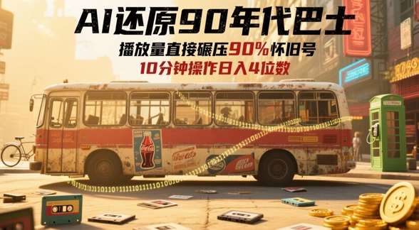 AI还原90年代巴士，一帧就让70后泪崩，播放量直接碾压90%怀旧号，每天操作十分钟，日入四位数瀚萌资源网-网赚网-网赚项目网-虚拟资源网-国学资源网-易学资源网-本站有全网最新网赚项目-易学课程资源-中医课程资源的在线下载网站！瀚萌资源网