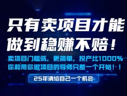 只有卖项目才能做到稳挣不赔，门槛低，更简单，你也可以年入百个W【揭秘】瀚萌资源网-网赚网-网赚项目网-虚拟资源网-国学资源网-易学资源网-本站有全网最新网赚项目-易学课程资源-中医课程资源的在线下载网站！瀚萌资源网