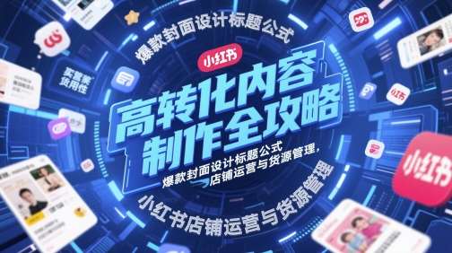 高转化内容制作全攻略，爆款封面设计标题公式，小红书店铺运营与货源管理瀚萌资源网-网赚网-网赚项目网-虚拟资源网-国学资源网-易学资源网-本站有全网最新网赚项目-易学课程资源-中医课程资源的在线下载网站！瀚萌资源网
