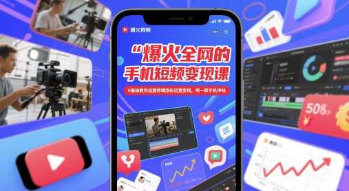 爆火全网的手机短视频变现课，0基础教你拍摄剪辑涨粉运营变现，用一部手机挣钱瀚萌资源网-网赚网-网赚项目网-虚拟资源网-国学资源网-易学资源网-本站有全网最新网赚项目-易学课程资源-中医课程资源的在线下载网站！瀚萌资源网