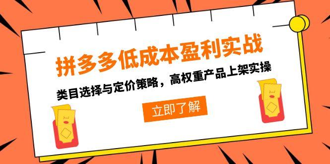 （15143期）拼多多低成本盈利实战，类目选择与定价策略，高权重产品上架实操瀚萌资源网-网赚网-网赚项目网-虚拟资源网-国学资源网-易学资源网-本站有全网最新网赚项目-易学课程资源-中医课程资源的在线下载网站！瀚萌资源网
