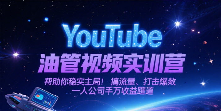 YouTube油管视频实训营，帮助你稳入局、搞流量、打爆款，一人公司千万收益赛道瀚萌资源网-网赚网-网赚项目网-虚拟资源网-国学资源网-易学资源网-本站有全网最新网赚项目-易学课程资源-中医课程资源的在线下载网站！瀚萌资源网