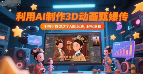利用AI制作3D动画甄嬛传，流量爆了，手把手教你这个AI新玩法，轻松涨粉瀚萌资源网-网赚网-网赚项目网-虚拟资源网-国学资源网-易学资源网-本站有全网最新网赚项目-易学课程资源-中医课程资源的在线下载网站！瀚萌资源网