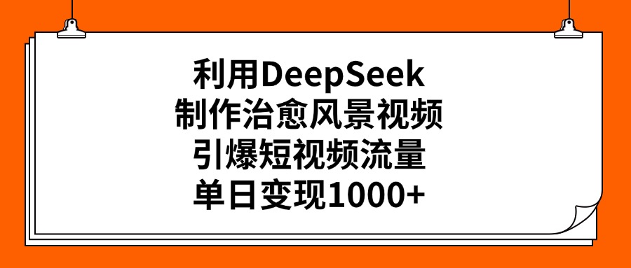 利用DeepSeek，制作治愈风景视频，引爆短视频流量，单日变现1000+瀚萌资源网-网赚网-网赚项目网-虚拟资源网-国学资源网-易学资源网-本站有全网最新网赚项目-易学课程资源-中医课程资源的在线下载网站！瀚萌资源网