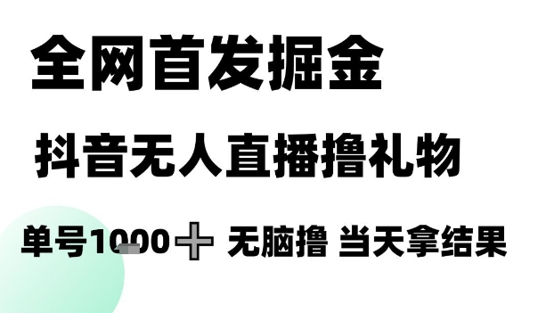 全网首发掘金抖音无人直播撸礼物,单号1k +无脑撸,当天拿结果【揭秘】瀚萌资源网-网赚网-网赚项目网-虚拟资源网-国学资源网-易学资源网-本站有全网最新网赚项目-易学课程资源-中医课程资源的在线下载网站!瀚萌资源网