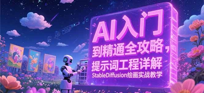 AI入门到精通全攻略，提示词工程详解，StableDiffusion绘画实战教学瀚萌资源网-网赚网-网赚项目网-虚拟资源网-国学资源网-易学资源网-本站有全网最新网赚项目-易学课程资源-中医课程资源的在线下载网站！瀚萌资源网