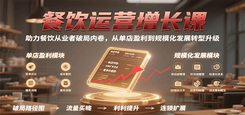 餐饮运营增长课，助力餐饮从业者破局内卷，从单店盈利到规模化发展转型升级瀚萌资源网-网赚网-网赚项目网-虚拟资源网-国学资源网-易学资源网-本站有全网最新网赚项目-易学课程资源-中医课程资源的在线下载网站！瀚萌资源网