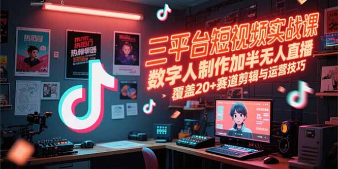 （15265期）三平台短视频实战课，数字人制作加半无人直播，覆盖20+赛道剪辑与运营技巧瀚萌资源网-网赚网-网赚项目网-虚拟资源网-国学资源网-易学资源网-本站有全网最新网赚项目-易学课程资源-中医课程资源的在线下载网站！瀚萌资源网