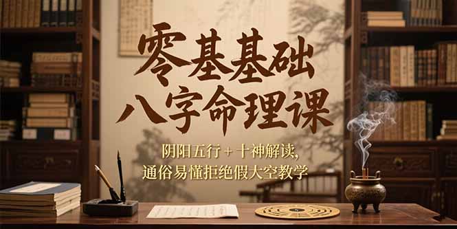 （15283期）零基础八字命理课，阴阳五行+十神解读，通俗易懂拒绝假大空教学瀚萌资源网-网赚网-网赚项目网-虚拟资源网-国学资源网-易学资源网-本站有全网最新网赚项目-易学课程资源-中医课程资源的在线下载网站！瀚萌资源网