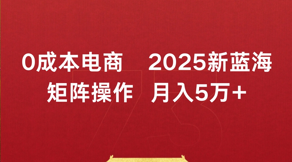 0成本电商2025新蓝海矩阵操作 月入5万+瀚萌资源网-网赚网-网赚项目网-虚拟资源网-国学资源网-易学资源网-本站有全网最新网赚项目-易学课程资源-中医课程资源的在线下载网站！瀚萌资源网