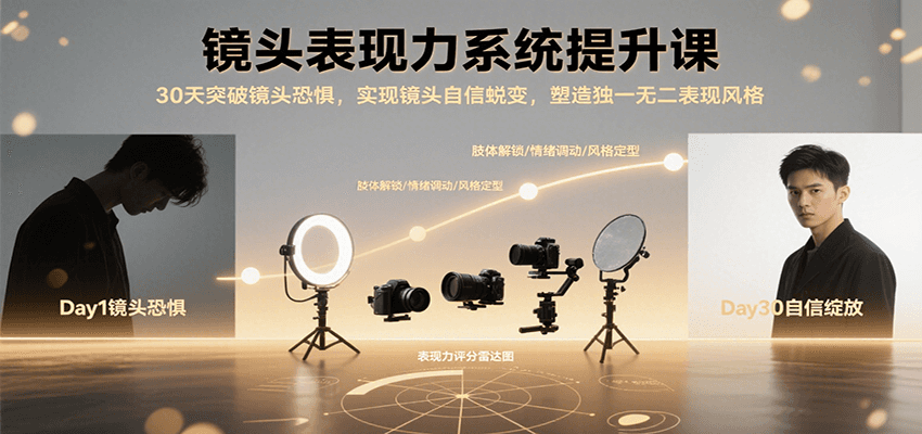 镜头表现力系统提升课，30天突破镜头恐惧实现自信蜕变，塑造独一无二表现风格瀚萌资源网-网赚网-网赚项目网-虚拟资源网-国学资源网-易学资源网-本站有全网最新网赚项目-易学课程资源-中医课程资源的在线下载网站！瀚萌资源网