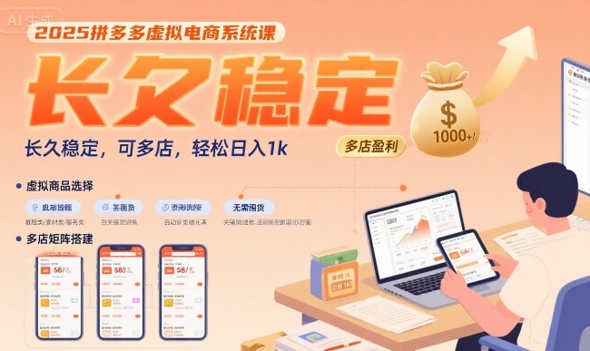 2025拼多多虚拟电商系统课，长久稳定，可多店，轻松日入1k瀚萌资源网-网赚网-网赚项目网-虚拟资源网-国学资源网-易学资源网-本站有全网最新网赚项目-易学课程资源-中医课程资源的在线下载网站！瀚萌资源网