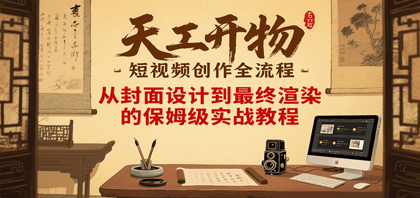 天工开物短视频创作全流程，从封面设计到最终渲染的保姆级实战教程瀚萌资源网-网赚网-网赚项目网-虚拟资源网-国学资源网-易学资源网-本站有全网最新网赚项目-易学课程资源-中医课程资源的在线下载网站！瀚萌资源网