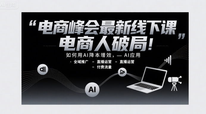 电商峰会最新线下课，电商人破局，如何用AI降本增效，AI应用-全域推广-直播运营-付费流量瀚萌资源网-网赚网-网赚项目网-虚拟资源网-国学资源网-易学资源网-本站有全网最新网赚项目-易学课程资源-中医课程资源的在线下载网站！瀚萌资源网