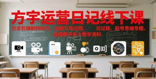 方宇运营日记线下课，包含剪辑制作技巧、拍摄引导过程、起号思维导图、选题等多个教学资料瀚萌资源网-网赚网-网赚项目网-虚拟资源网-国学资源网-易学资源网-本站有全网最新网赚项目-易学课程资源-中医课程资源的在线下载网站！瀚萌资源网