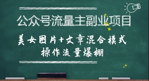 公众号流量主副业项目，美女图片+文章混合模式操作流量爆棚瀚萌资源网-网赚网-网赚项目网-虚拟资源网-国学资源网-易学资源网-本站有全网最新网赚项目-易学课程资源-中医课程资源的在线下载网站！瀚萌资源网