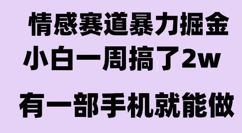 情感暴力掘金项目，新人操作一周挣了2W，长期稳定小白可做【揭秘】瀚萌资源网-网赚网-网赚项目网-虚拟资源网-国学资源网-易学资源网-本站有全网最新网赚项目-易学课程资源-中医课程资源的在线下载网站！瀚萌资源网