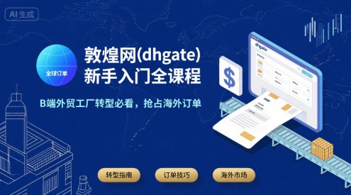 敦煌网(dhgate)新手入门全课程，B端外贸工厂转型必看，抢占海外订单瀚萌资源网-网赚网-网赚项目网-虚拟资源网-国学资源网-易学资源网-本站有全网最新网赚项目-易学课程资源-中医课程资源的在线下载网站！瀚萌资源网