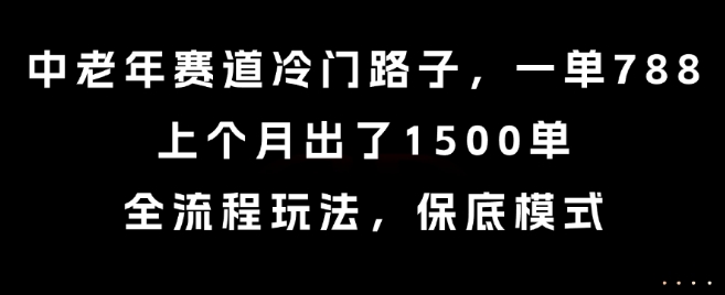 中老年赛道冷门路子，一单788，上个月出了1500单，全流程玩法，保底模式【揭秘】瀚萌资源网-网赚网-网赚项目网-虚拟资源网-国学资源网-易学资源网-本站有全网最新网赚项目-易学课程资源-中医课程资源的在线下载网站！瀚萌资源网