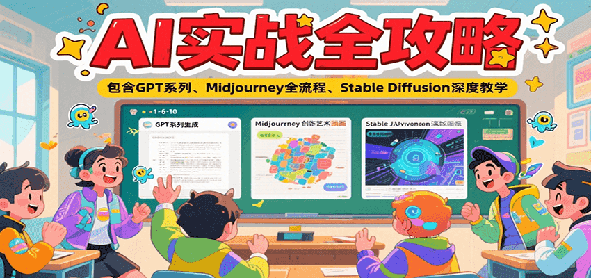 AI实战全攻略，包含GPT系列、Midjourney全流程、Stable Diffusion深度教学瀚萌资源网-网赚网-网赚项目网-虚拟资源网-国学资源网-易学资源网-本站有全网最新网赚项目-易学课程资源-中医课程资源的在线下载网站！瀚萌资源网