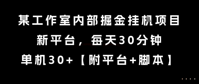 某工作室内部掘金挂G项目,新平台,每天30分钟,单机30+【揭秘】瀚萌资源网-网赚网-网赚项目网-虚拟资源网-国学资源网-易学资源网-本站有全网最新网赚项目-易学课程资源-中医课程资源的在线下载网站!瀚萌资源网