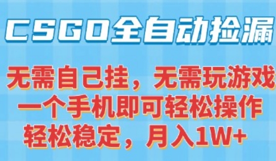 CSGO自动捡漏项目，最新独家玩法，一个手机可操作，新手小白轻松月入1W+，操作简单易上手【揭秘】瀚萌资源网-网赚网-网赚项目网-虚拟资源网-国学资源网-易学资源网-本站有全网最新网赚项目-易学课程资源-中医课程资源的在线下载网站！瀚萌资源网