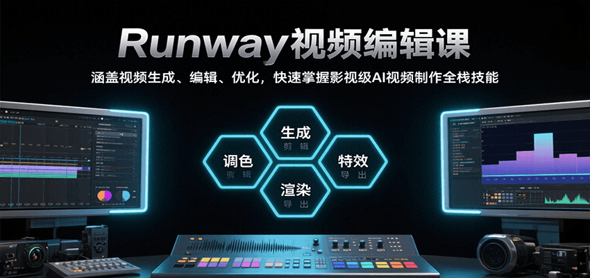 Runway视频编辑课，涵盖视频生成、编辑、优化，快速掌握影视级AI视频制作全栈技能瀚萌资源网-网赚网-网赚项目网-虚拟资源网-国学资源网-易学资源网-本站有全网最新网赚项目-易学课程资源-中医课程资源的在线下载网站！瀚萌资源网