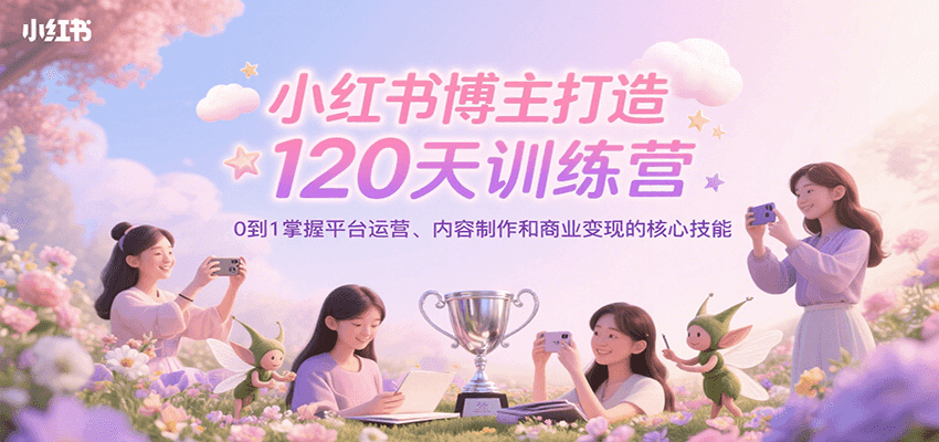 小红书博主打造120天训练营，0到1掌握平台运营、内容制作和商业变现瀚萌资源网-网赚网-网赚项目网-虚拟资源网-国学资源网-易学资源网-本站有全网最新网赚项目-易学课程资源-中医课程资源的在线下载网站！瀚萌资源网