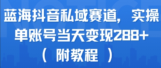 蓝海抖音私域赛道，实操单账号当天变现288+(附教程)瀚萌资源网-网赚网-网赚项目网-虚拟资源网-国学资源网-易学资源网-本站有全网最新网赚项目-易学课程资源-中医课程资源的在线下载网站！瀚萌资源网