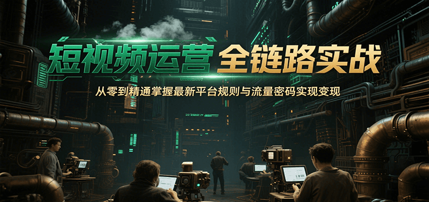 短视频运营全链路实战，从零到精通掌握最新平台规则与流量密码实现变现瀚萌资源网-网赚网-网赚项目网-虚拟资源网-国学资源网-易学资源网-本站有全网最新网赚项目-易学课程资源-中医课程资源的在线下载网站！瀚萌资源网