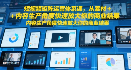 短视频矩阵运营体系课，从素材+内容生产角度快速放大你的商业结果瀚萌资源网-网赚网-网赚项目网-虚拟资源网-国学资源网-易学资源网-本站有全网最新网赚项目-易学课程资源-中医课程资源的在线下载网站！瀚萌资源网
