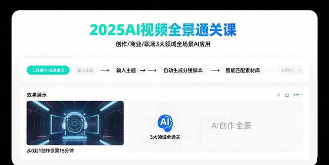 （15762期）2025AI视频全景通关课：涵盖创作/商业/职场3大领域  掌握AI全场景应用瀚萌资源网-网赚网-网赚项目网-虚拟资源网-国学资源网-易学资源网-本站有全网最新网赚项目-易学课程资源-中医课程资源的在线下载网站！瀚萌资源网