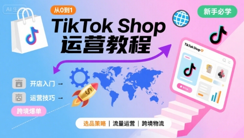 TikTok Shop从0到1运营教程，TikTok跨境电商新手必学课程瀚萌资源网-网赚网-网赚项目网-虚拟资源网-国学资源网-易学资源网-本站有全网最新网赚项目-易学课程资源-中医课程资源的在线下载网站！瀚萌资源网