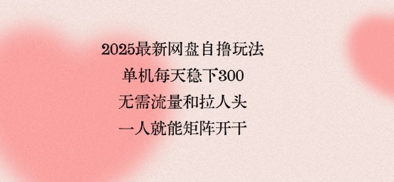 2025最新网盘自撸玩法，单机每天稳下3张，无需流量和拉人头，一个人就可轻松矩阵，全网独一份【揭秘】瀚萌资源网-网赚网-网赚项目网-虚拟资源网-国学资源网-易学资源网-本站有全网最新网赚项目-易学课程资源-中医课程资源的在线下载网站！瀚萌资源网