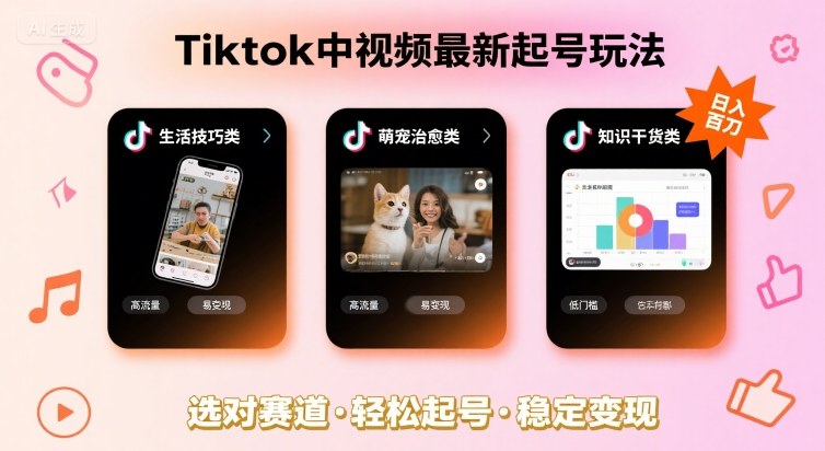 Tiktok中视频最新起号玩法，想要日入百刀，做好这几个赛道就可以了瀚萌资源网-网赚网-网赚项目网-虚拟资源网-国学资源网-易学资源网-本站有全网最新网赚项目-易学课程资源-中医课程资源的在线下载网站！瀚萌资源网